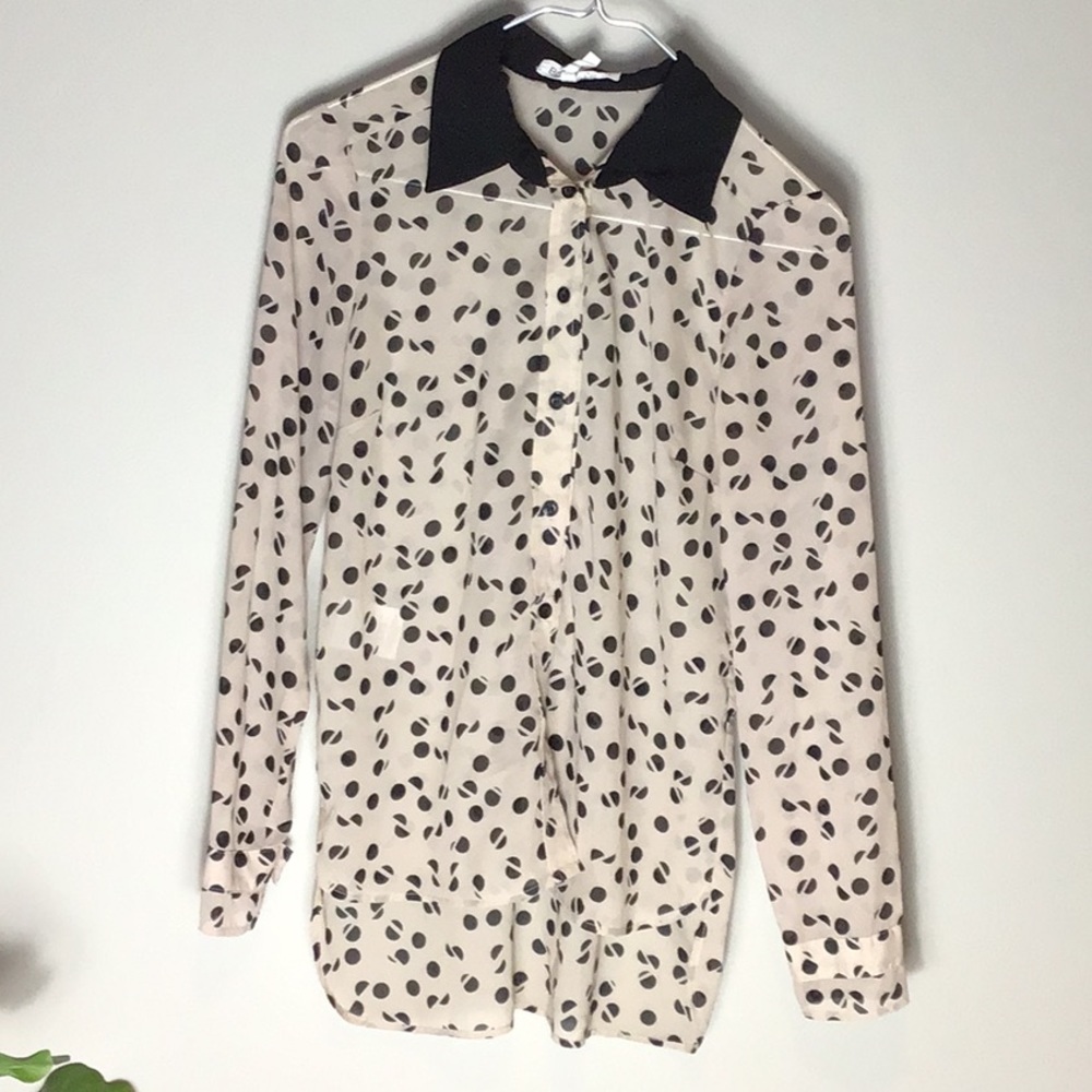 BCBG > Dotted Button Down Blouse Small